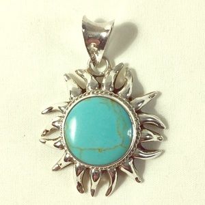 Sterling Silver & Turquoise Sun Pendant